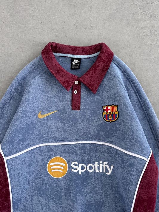 Yıkamalı Mavi Barça Sweat – Diddy Studios oversize sweatshirt (detay 2)