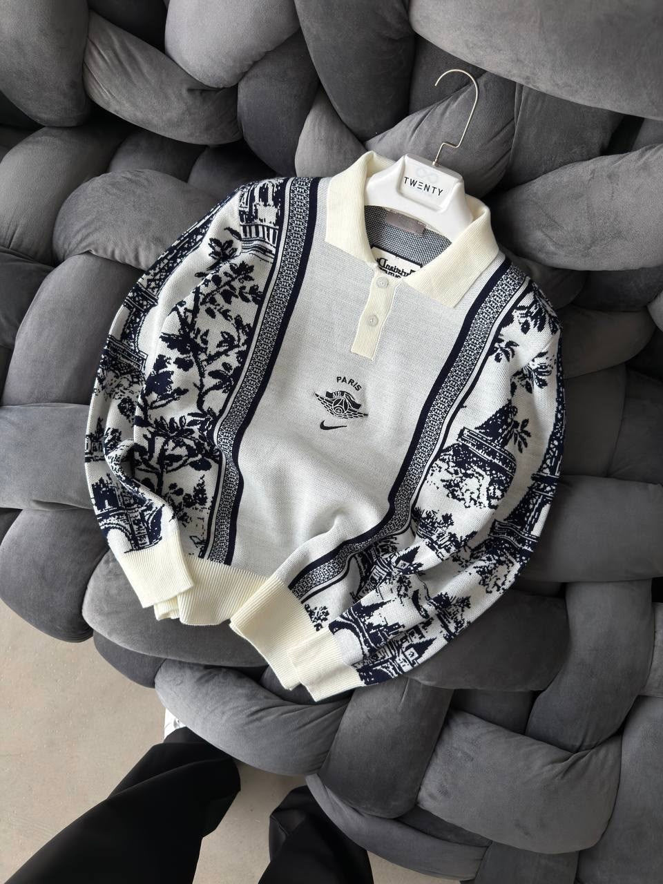 PSG Oversize Örme Triko Beyaz Kazak – Diddy Studios oversize sweatshirt