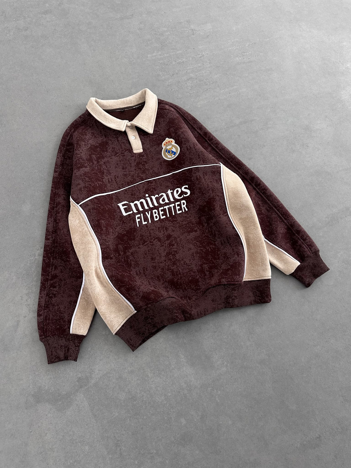 Yıkamalı Kahve Real Sweat – Diddy Studios oversize sweatshirt (detay 3)