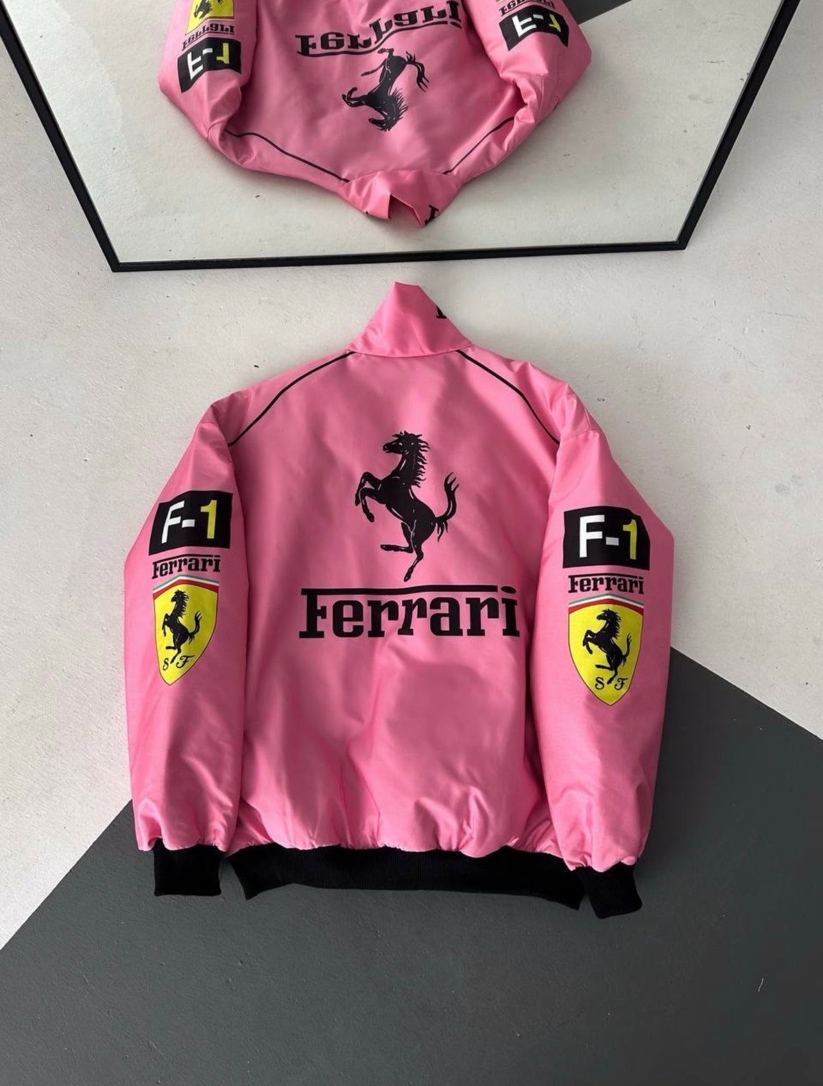 Ferrari Pembe Bomber Ceket – Diddy Studios oversize ceket (detay 2)