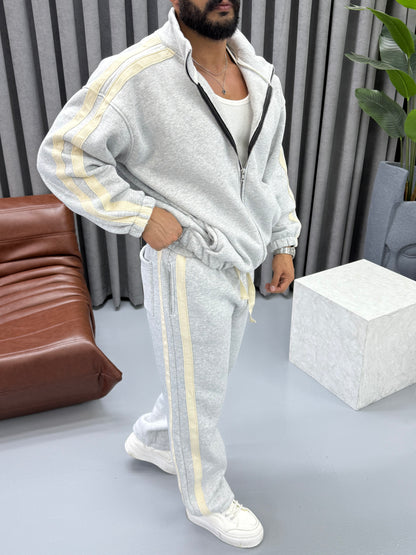 Hasır Şeritli Gri Eşofman Takımı – Diddy Studios oversize eşofman takımı