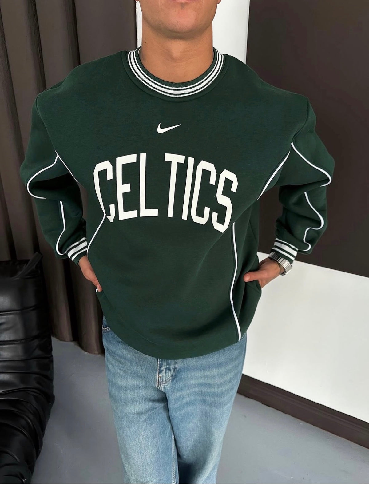Yeşil Celtics Sweat – Diddy Studios oversize sweatshirt (detay 2)