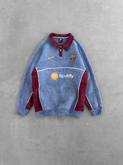 Yıkamalı Mavi Barça Sweat – Diddy Studios oversize sweatshirt