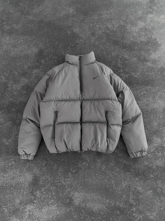 NK Dolgun Gri Şişme Mont – Diddy Studios oversize mont