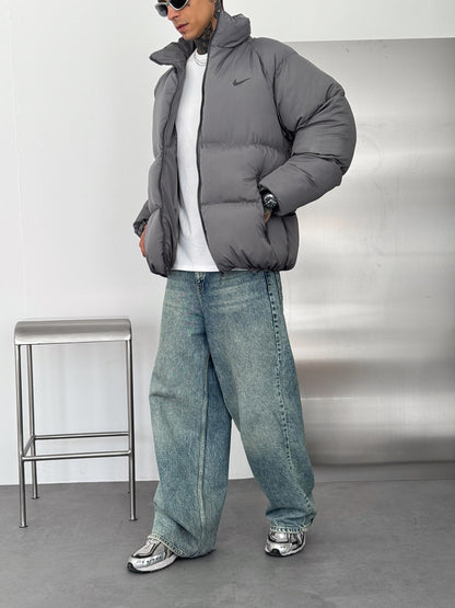 NK Dolgun Gri Şişme Mont – Diddy Studios oversize mont (detay 3)