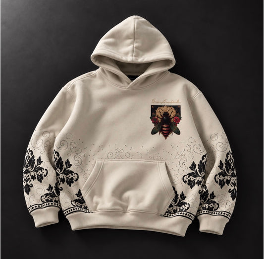 Krem Kapüşonlu Arı Sweat – Diddy Studios kapüşonlu oversize sweatshirt (detay 2)