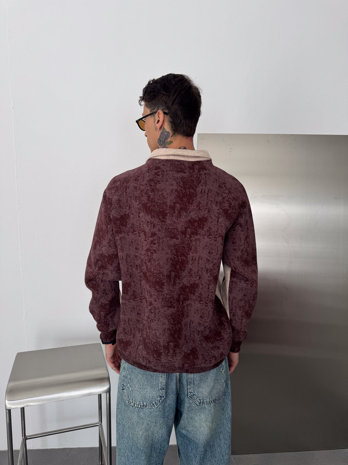 Yıkamalı Kahve Real Sweat – Diddy Studios oversize sweatshirt (detay 2)