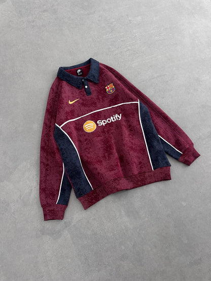 Yıkamalı Bordo Barça Sweat – Diddy Studios oversize sweatshirt (detay 2)