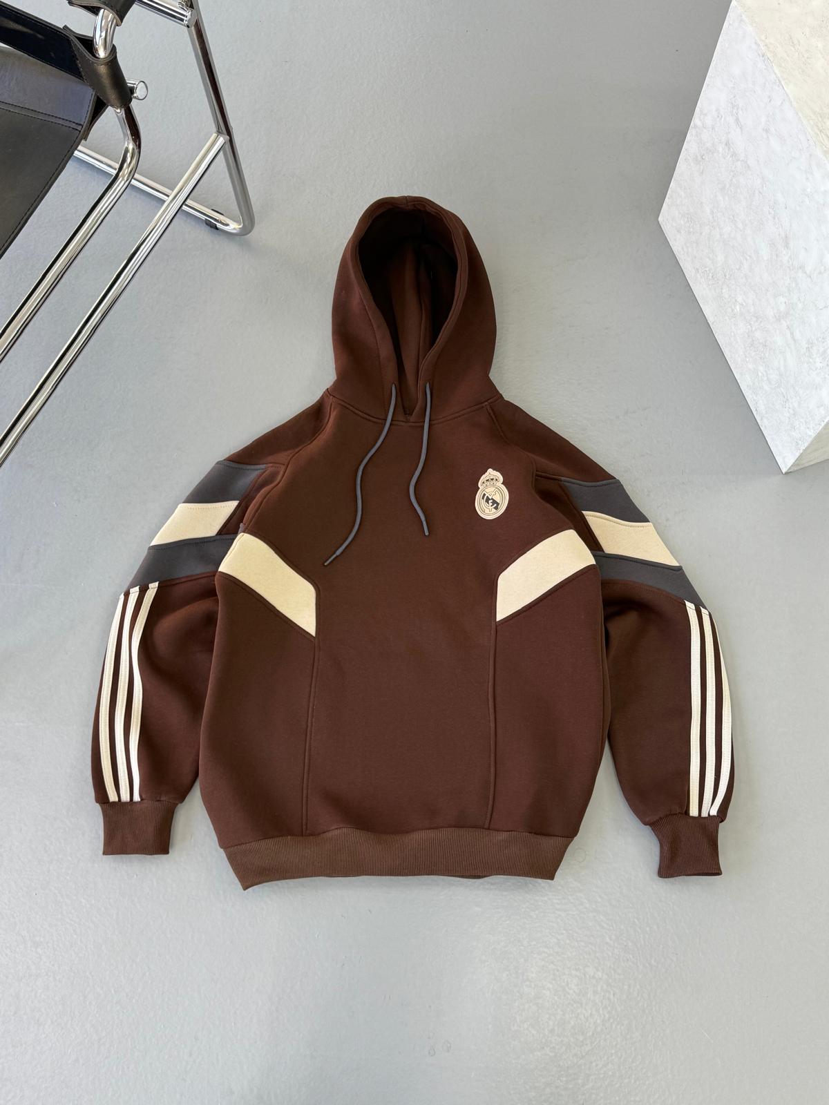 Real Kahve Kapüşonlu Sweat – Diddy Studios kapüşonlu oversize sweatshirt