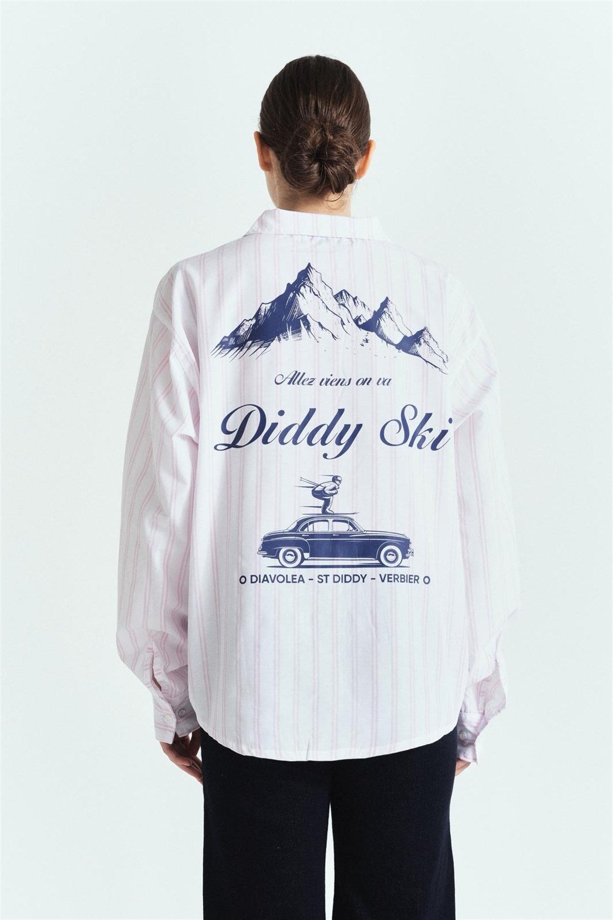 DDY Ski Premium Baskı Oversize Çizgili Gömlek – Diddy Studios oversize gömlek (detay 3)