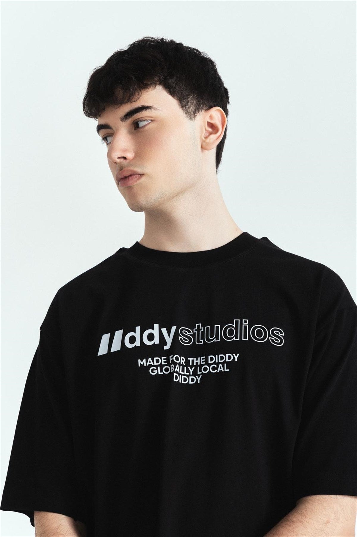 DDY Studios Baskılı Premium Oversize T-Shirt Siyah – Diddy Studios oversize t-shirt (detay 2)