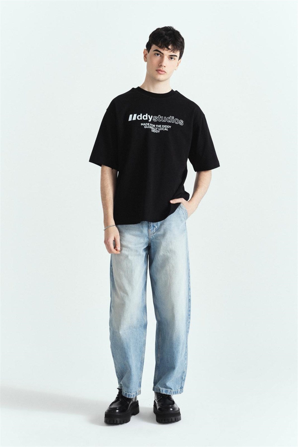 DDY Studios Baskılı Premium Oversize T-Shirt Siyah – Diddy Studios oversize t-shirt (detay 7)
