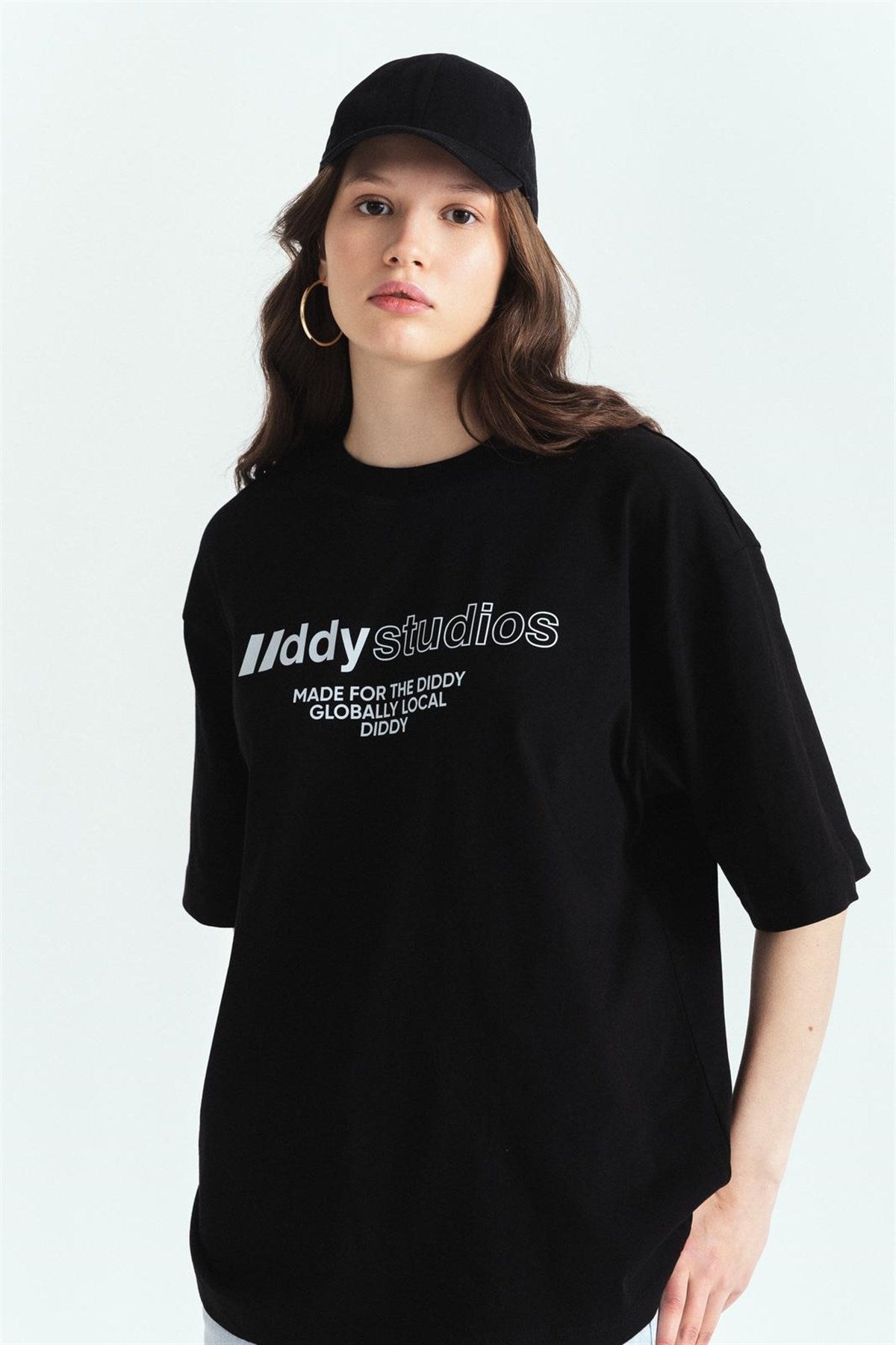 DDY Studios Baskılı Premium Oversize T-Shirt Siyah – Diddy Studios oversize t-shirt (detay 3)