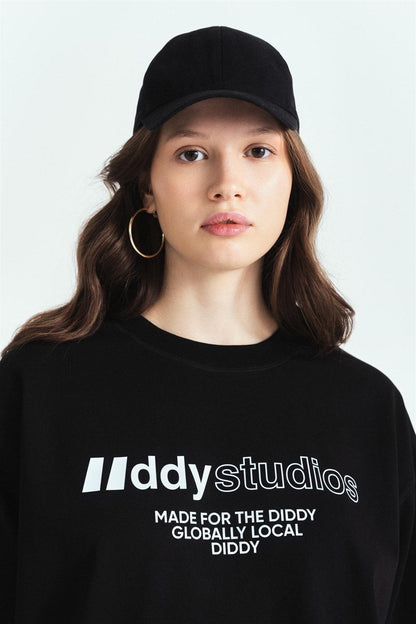 DDY Studios Baskılı Premium Oversize T-Shirt Siyah – Diddy Studios oversize t-shirt (detay 5)
