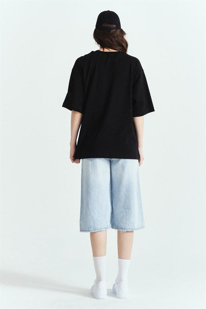 DDY Studios Baskılı Premium Oversize T-Shirt Siyah – Diddy Studios oversize t-shirt (detay 6)