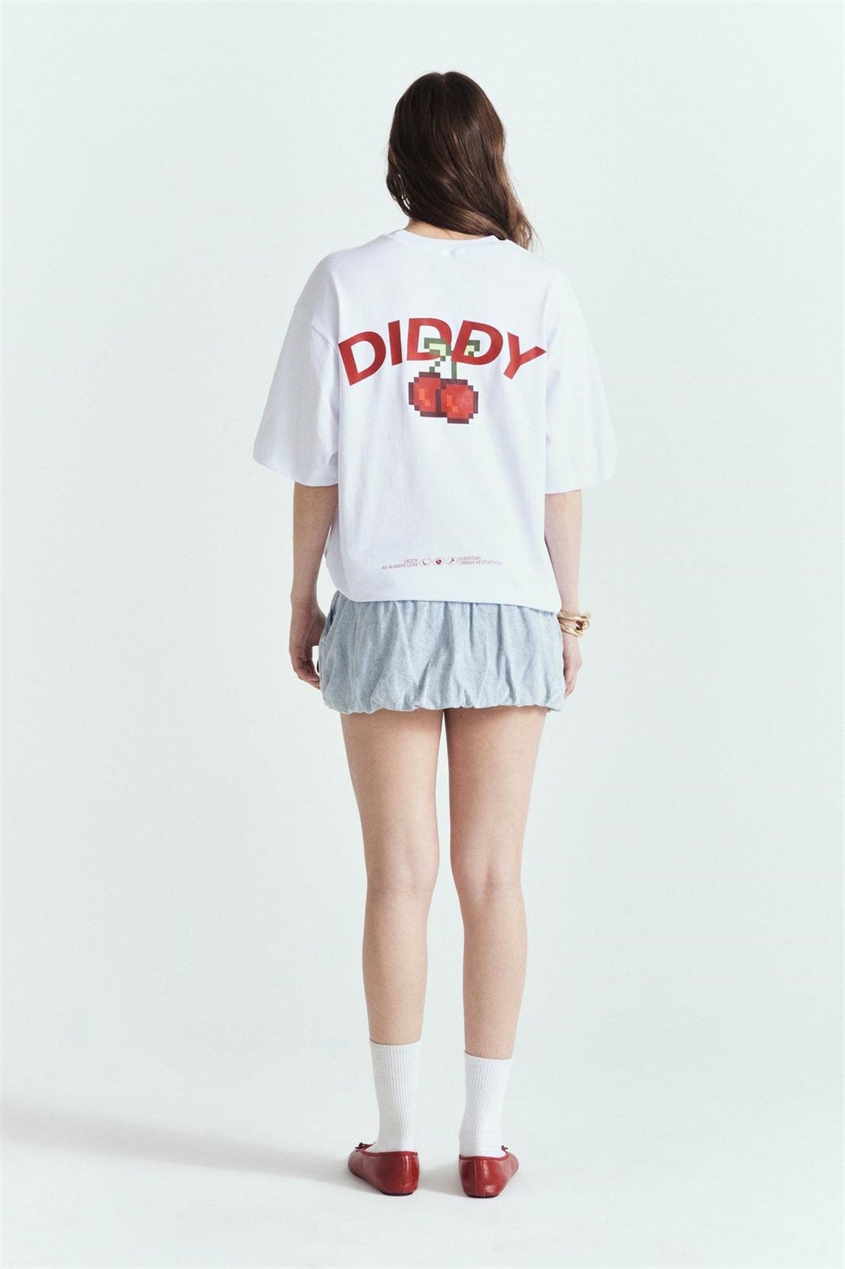 Dıddy Cherry Baskılı Premium Oversize Tshırt – Diddy Studios oversize t-shirt (detay 4)