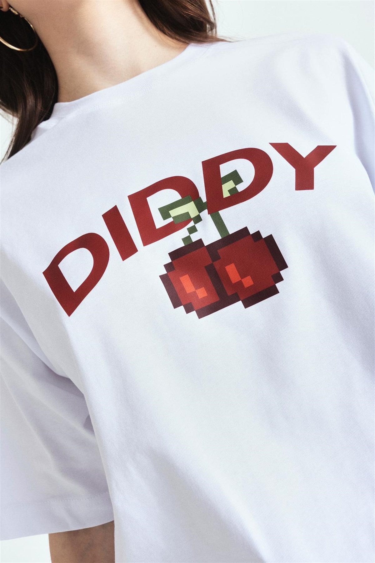 Dıddy Cherry Baskılı Premium Oversize Tshırt – Diddy Studios oversize t-shirt (detay 5)