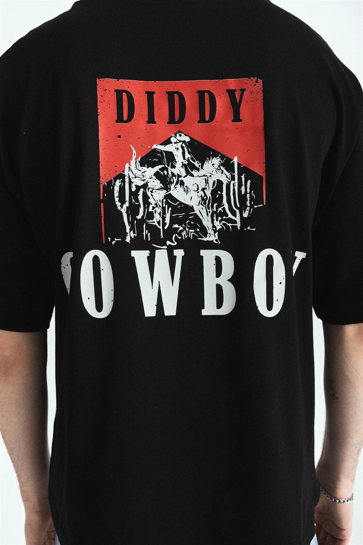 Dıddy Cowboy Baskılı Premium Oversize Tshırt – Diddy Studios oversize t-shirt (detay 5)
