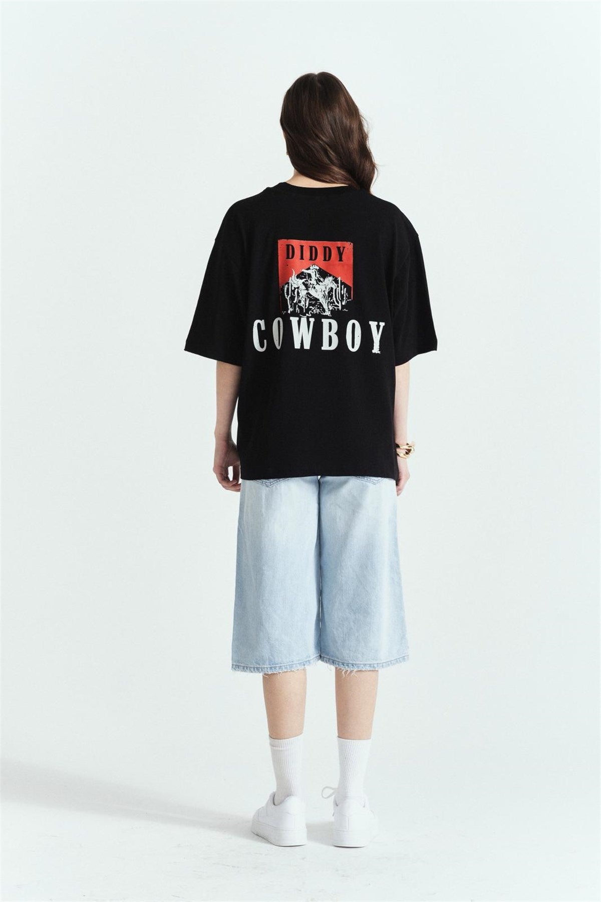 Dıddy Cowboy Baskılı Premium Oversize Tshırt – Diddy Studios oversize t-shirt (detay 4)