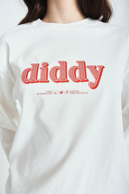 Dıddy Love Always Premium Baskılı Oversize Long Sleeve – Diddy Studios oversize sweatshirt (detay 6)