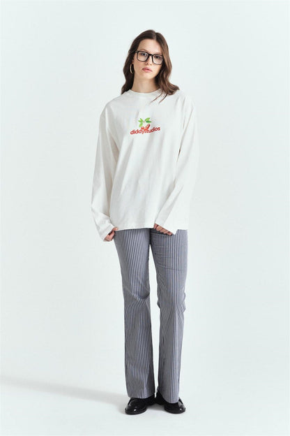 Diddy Cherry Baskılı Premium Oversize Long Sleeve – Diddy Studios oversize sweatshirt (detay 5)