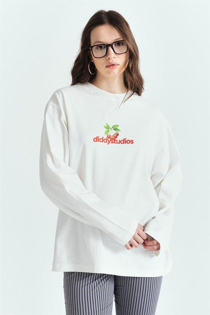 Diddy Cherry Baskılı Premium Oversize Long Sleeve – Diddy Studios oversize sweatshirt
