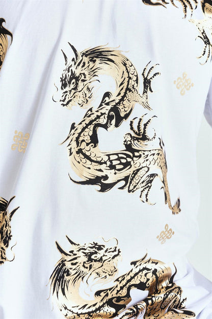 Dragon Parlak Premium Baskılı Oversize T-Shirt Beyaz – Diddy Studios oversize t-shirt (detay 5)
