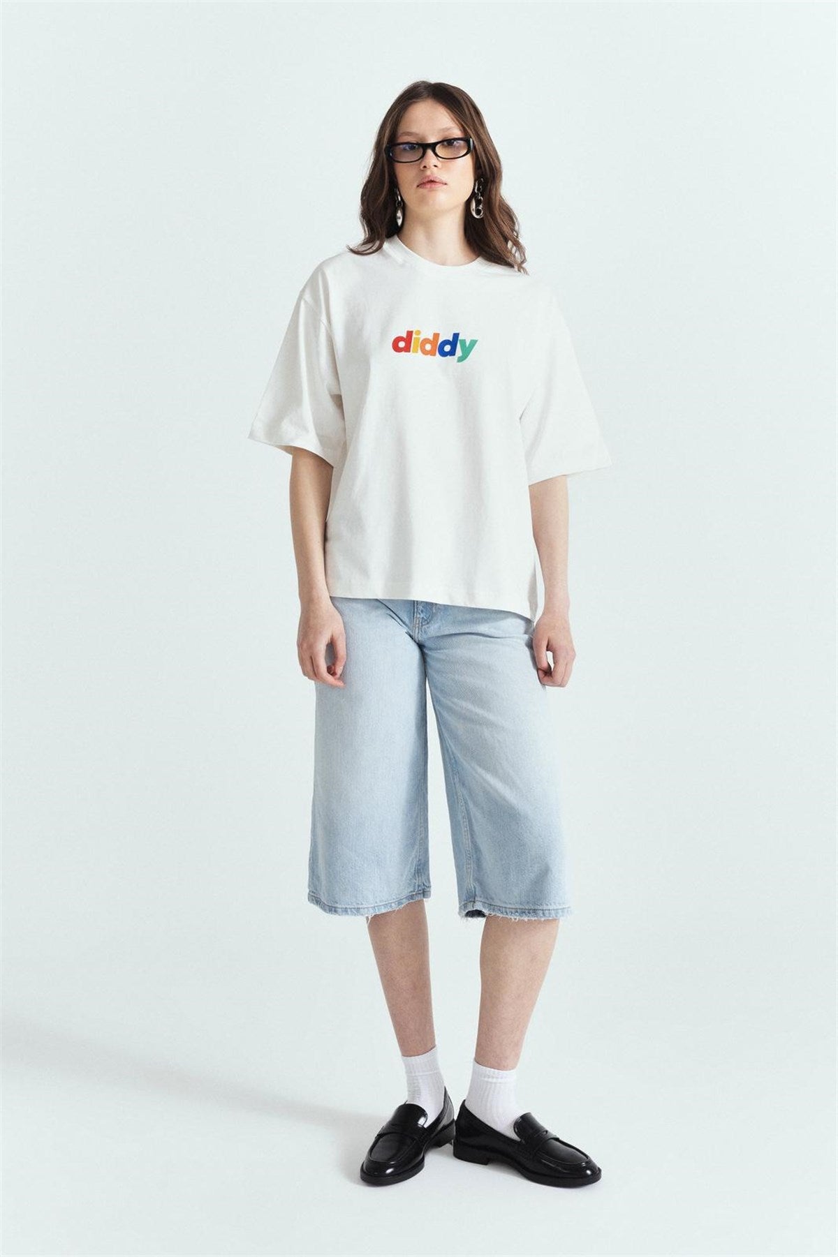 Renkli Logo Basic Baskılı Premium Tshırt – Diddy Studios oversize t-shirt (detay 5)