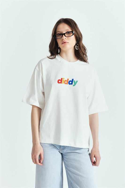 Renkli Logo Basic Baskılı Premium Tshırt – Diddy Studios oversize t-shirt (detay 2)