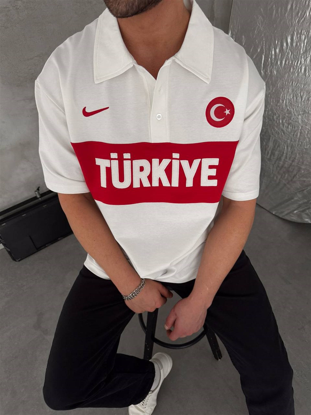 Türkiye Nakışlı Beyaz Oversize T-Shirt – Diddy Studios oversize t-shirt (detay 2)