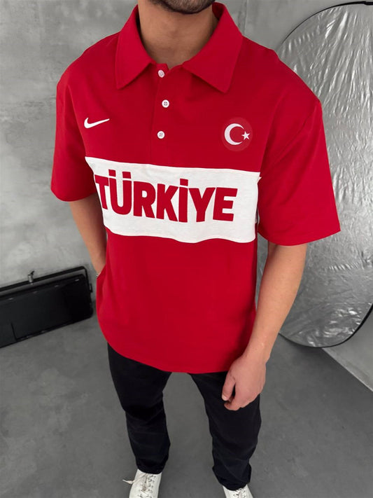 Türkiye Nakışlı Kırmızı Oversize T-Shirt – Diddy Studios oversize t-shirt (detay 2)