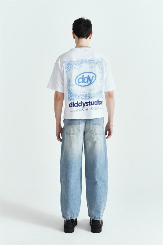 Vintage Blue Mood Premium Baskı Oversize Tshırt – Diddy Studios oversize t-shirt