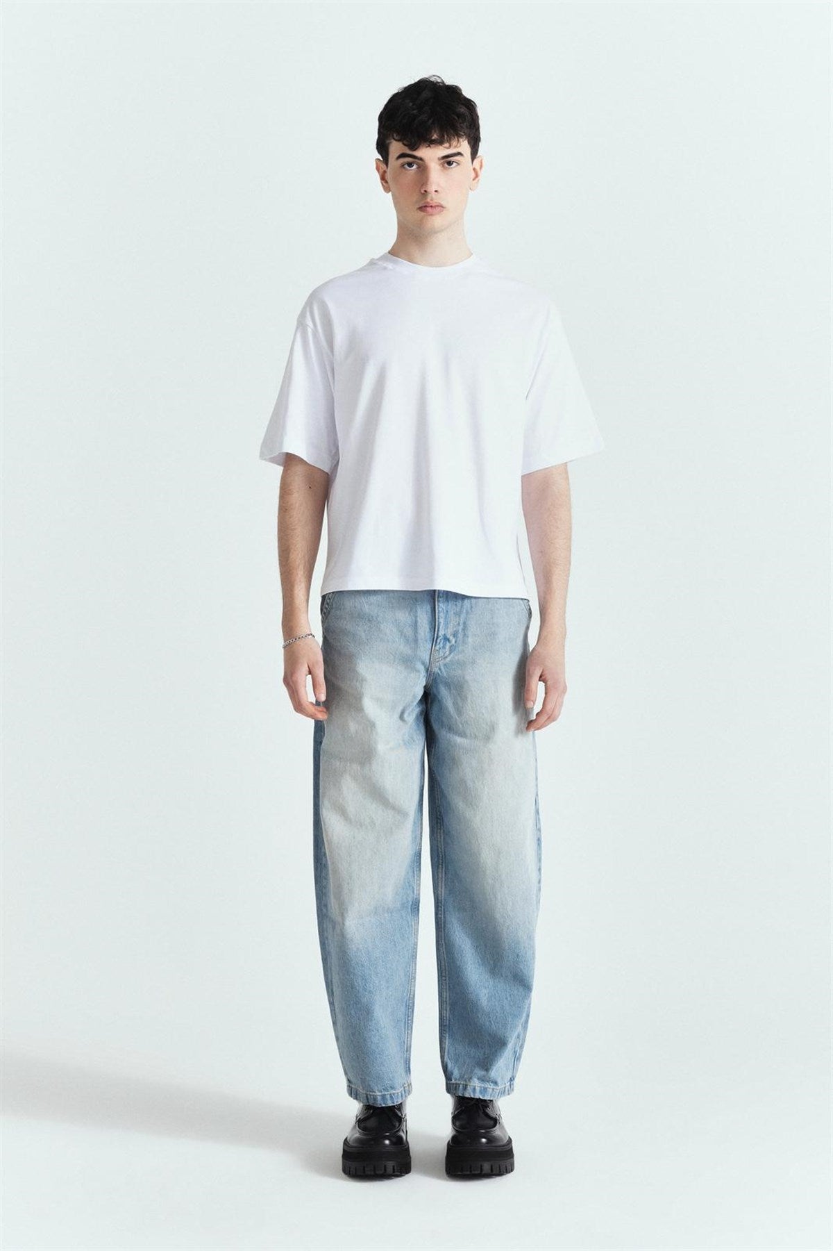 Vintage Blue Mood Premium Baskı Oversize Tshırt – Diddy Studios oversize t-shirt (detay 4)